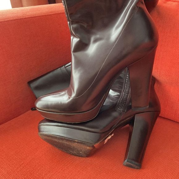 Authentic Gucci Brown Leather Zip Detailed Platform Boots EU 36.5 C - Picture 3 of 4